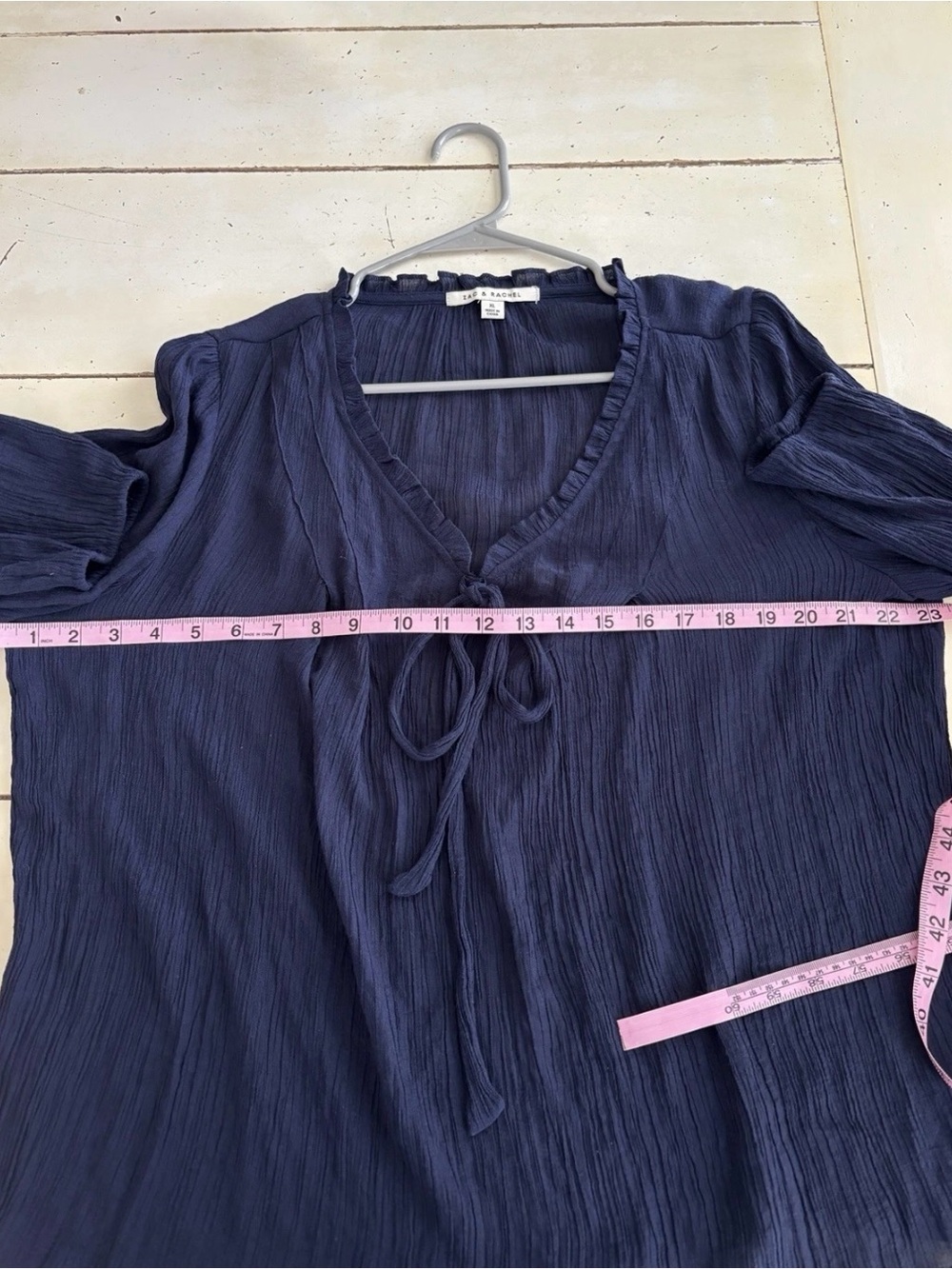 Zac & Rachel Gauzy Tunic Top Women’s XL Navy Blue Lightweight Coastal - Picture 3 of 7